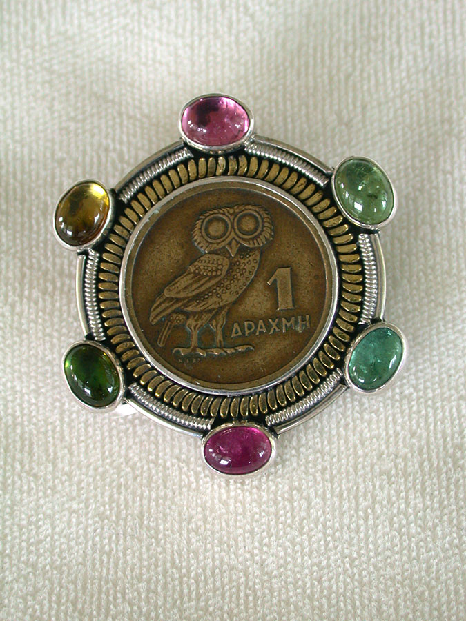 Amy Kahn Russell Online Trunk Show: Collectible Coin and Tourmaline Pin/Pendant | Rendezvous Gallery