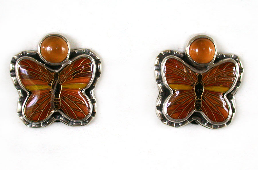 Amy Kahn Russell Online Trunk Show: Hessonite and Hand Painted Enamel Clip Earrings | Rendezvous Gallery