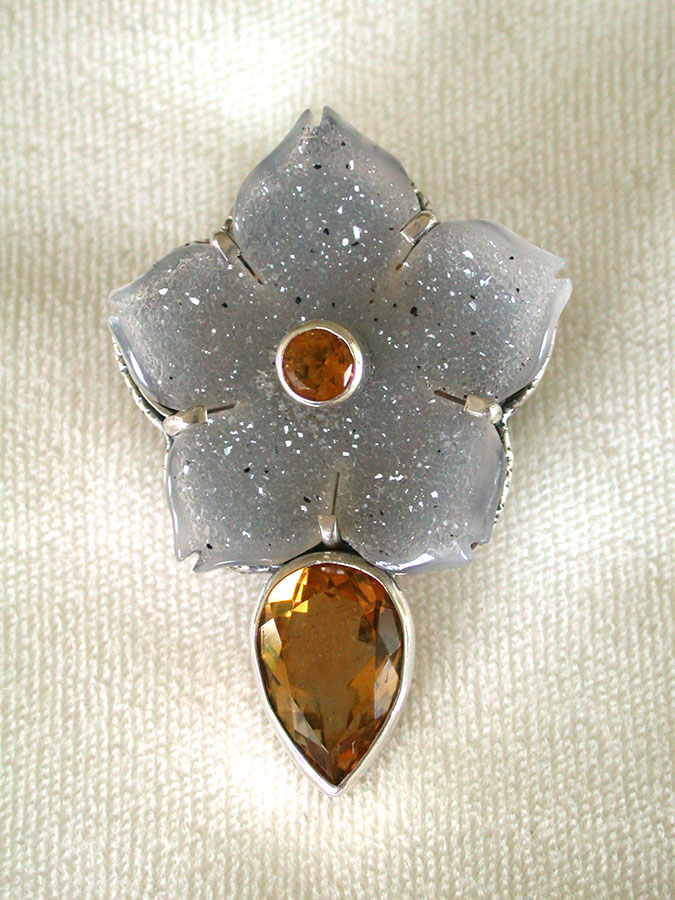 Amy Kahn Russell Online Trunk Show: Carved  Drusy and Citrine Pin/Pendant | Rendezvous Gallery