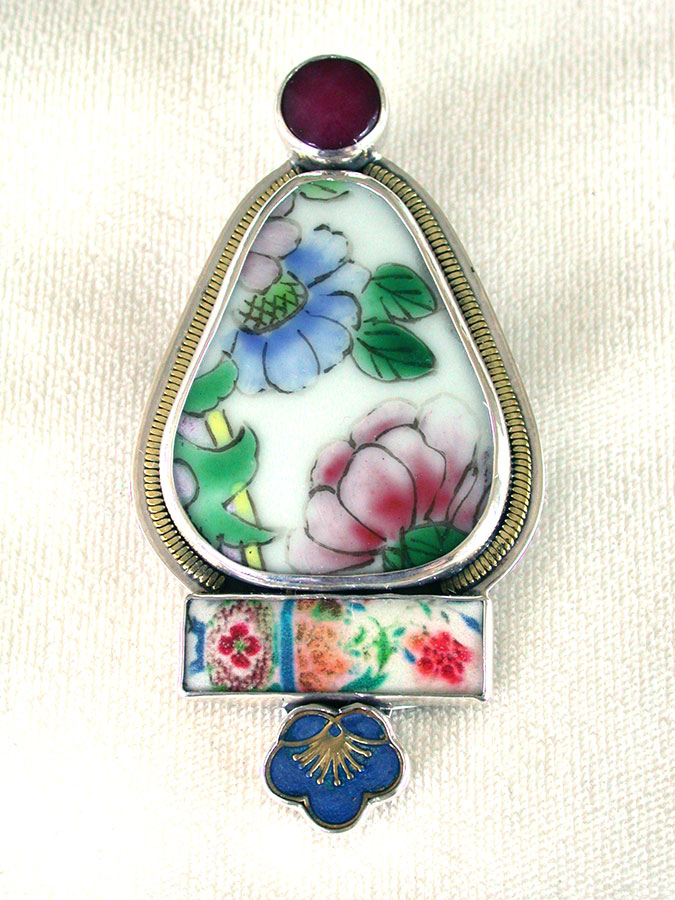 Amy Kahn Russell Online Trunk Show: Enamel, Porcelain, Carnelian and Brass Pin/Pendant | Rendezvous Gallery