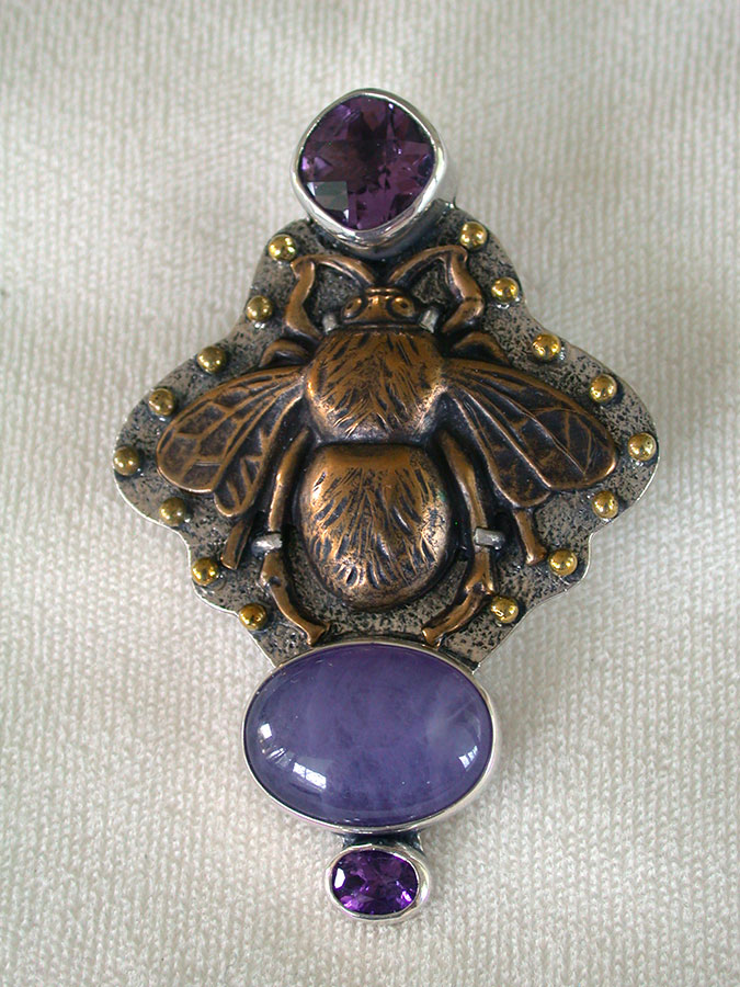 Amy Kahn Russell Online Trunk Show: Amethyst, Brass and Purple Agate Pin/Pendant | Rendezvous Gallery