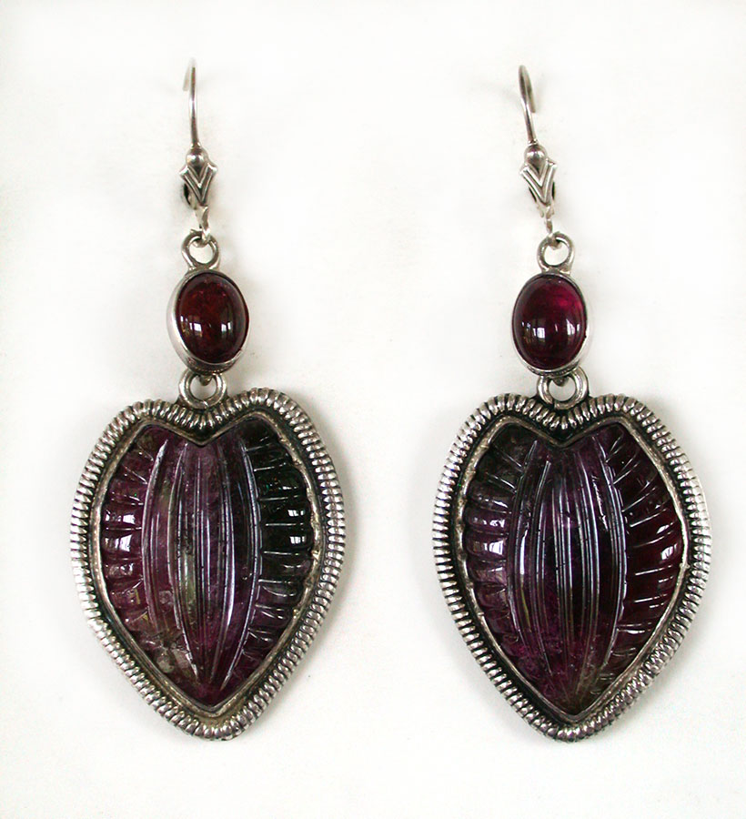 Amy Kahn Russell Online Trunk Show: Smooth and Hand Carved Tourmaline Earrings | Rendezvous Gallery