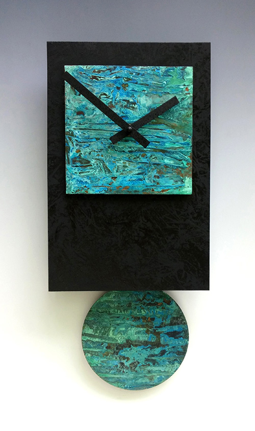 Leonie Lacouette: Black Tie w/Verdigris Pendulum Wall Clock | Rendezvous Gallery