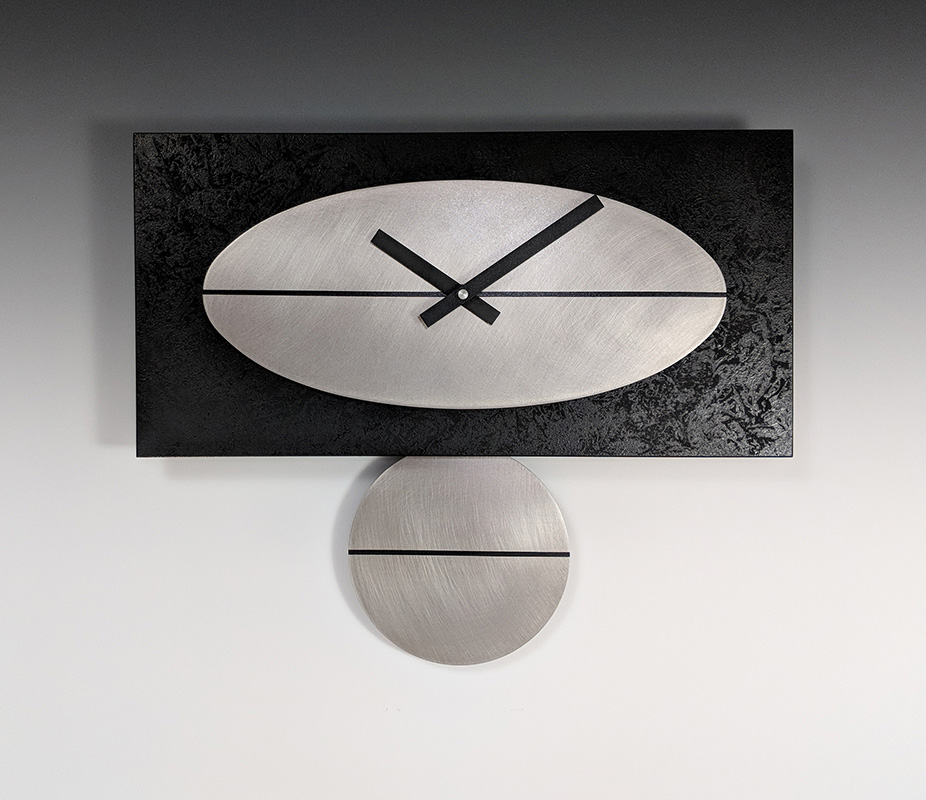 Leonie Lacouette: Black w/Steel Oval Pendulum Wall Clock | Rendezvous Gallery