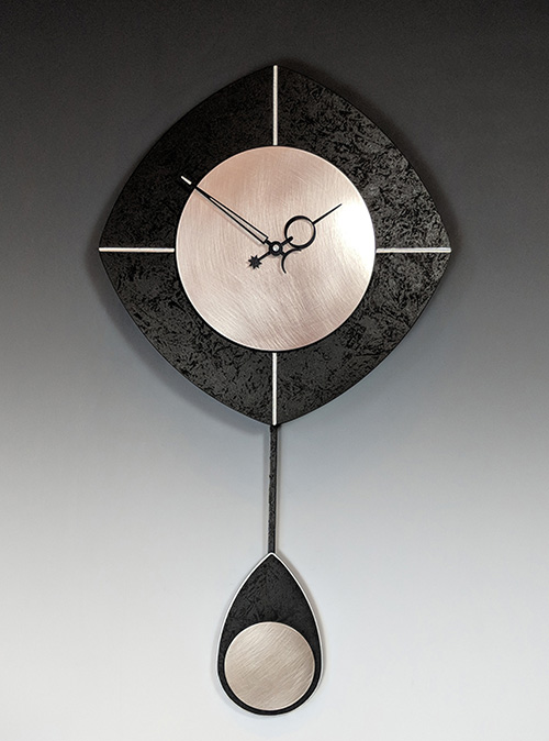 Leonie Lacouette: L-Drop (Black/Steel) Pendulum Wall Clock | Rendezvous Gallery