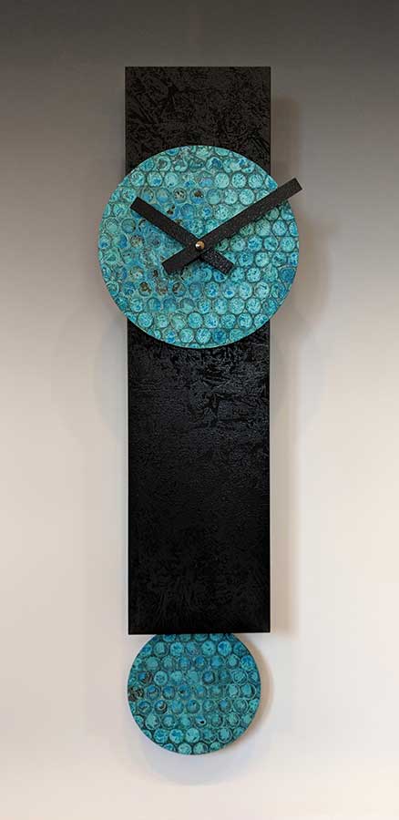Leonie Lacouette: Narrow (Black/Verdigris) Pendulum Wall Clock | Rendezvous Gallery