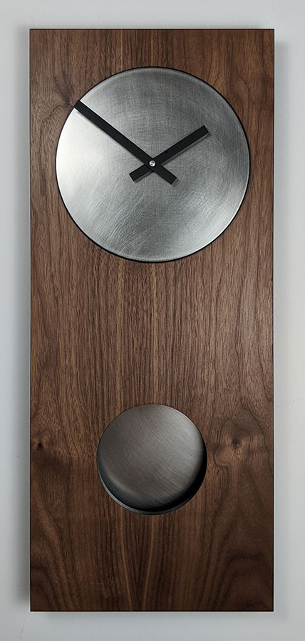 Leonie Lacouette: Walnut w/Steel (24-inch) Pendulum Wall Clock | Rendezvous Gallery