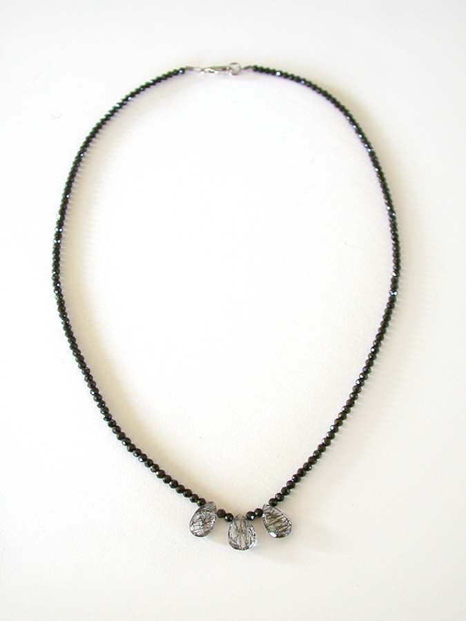 Nance Trueworthy: Tourmalated Quartz and Black Spinel Necklace | Rendezvous Gallery